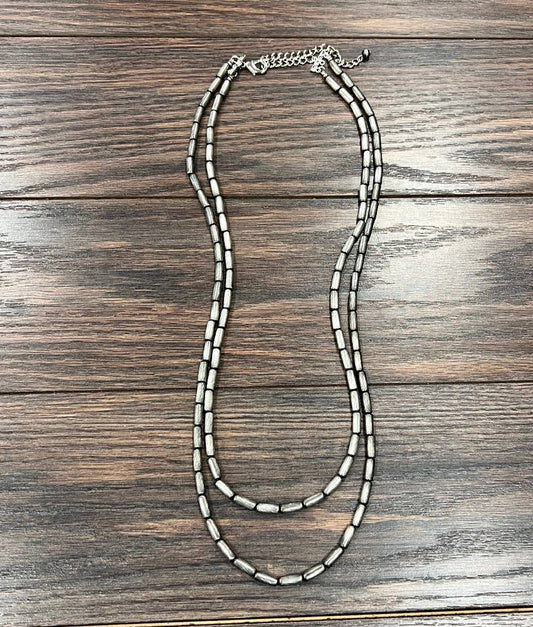 739077, Handmade Cylindrical Navajo Bead Necklace