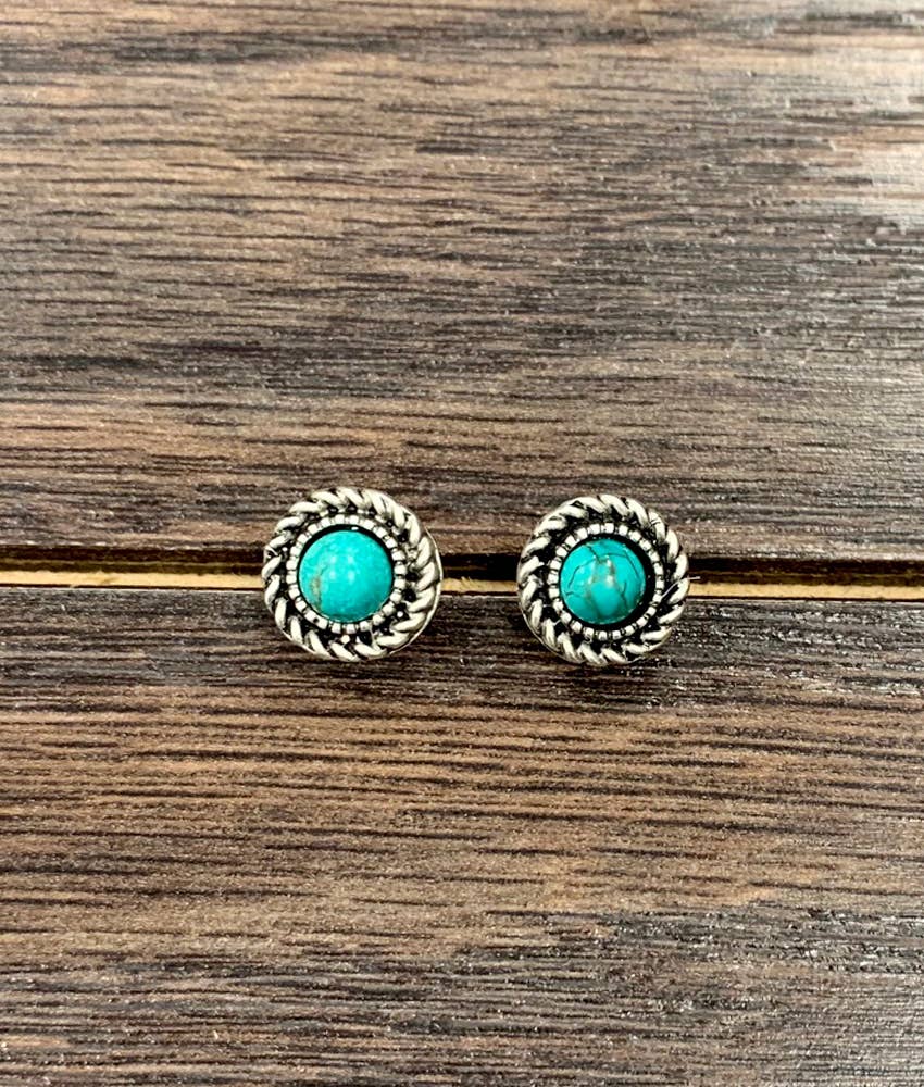 Round Turquoise Stud Earrings