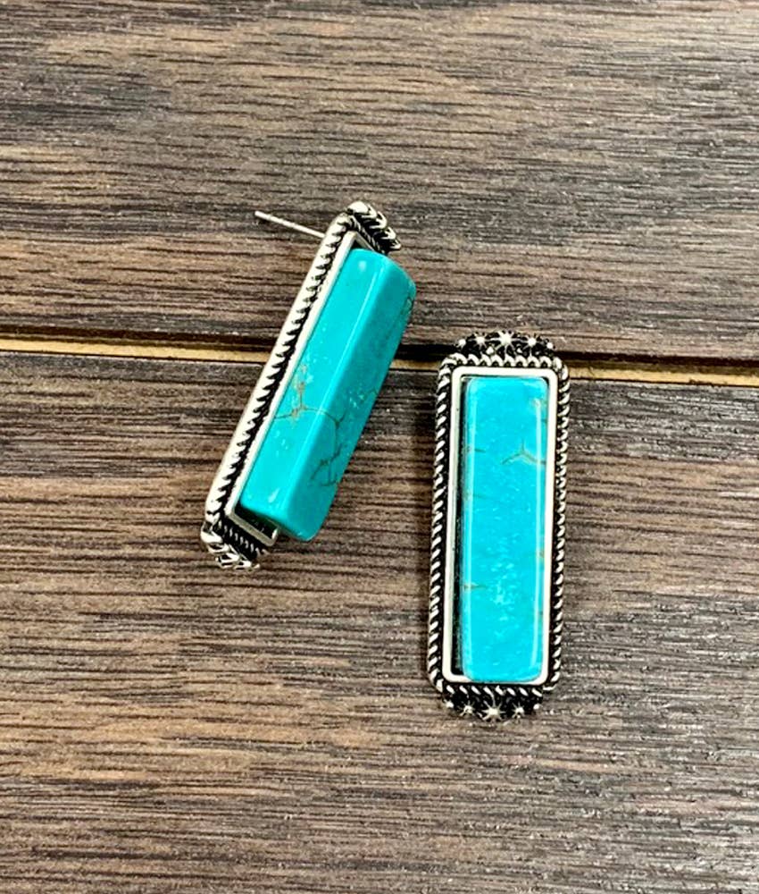 Bar Turquoise Stud Earrings