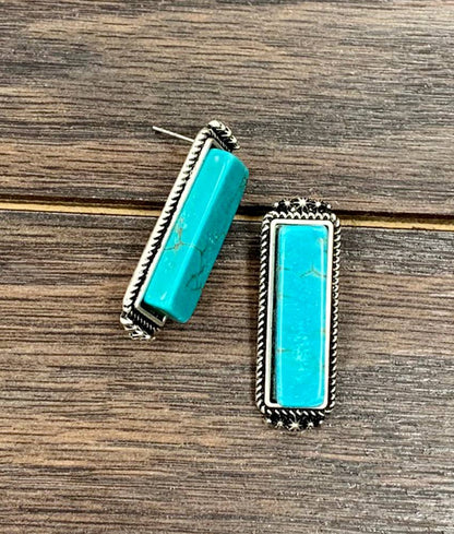 Bar Turquoise Stud Earrings