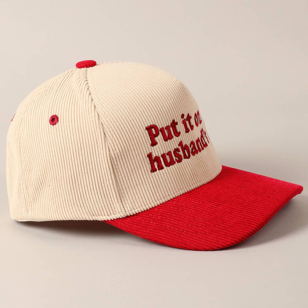 Put it on my husband's tab Two-Tone Corduroy Cap: Beige / ONE SIZE