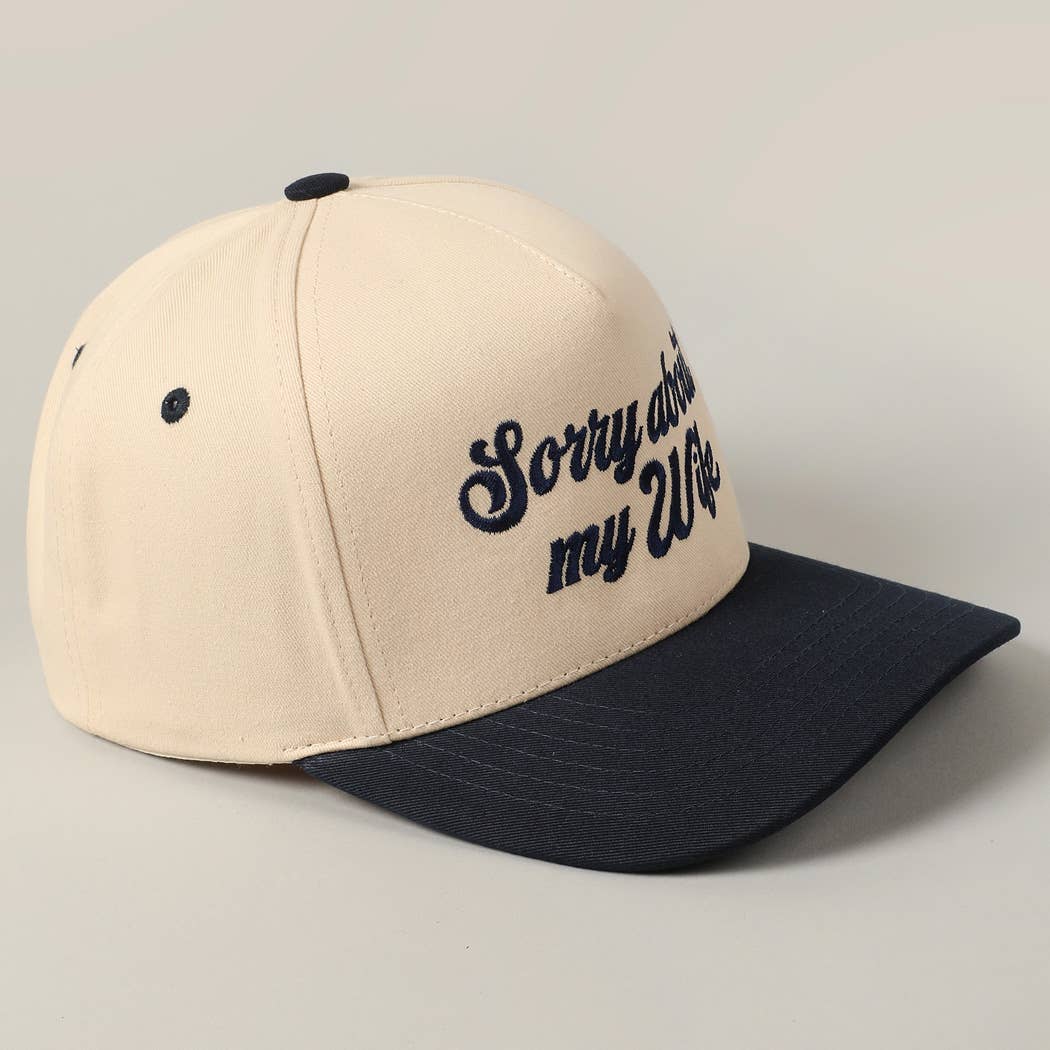 Sorry About My Wife / Husband Embroidery Two-Tone Canvas Cap: 1990-BLACK-WIFE / ONE SIZE