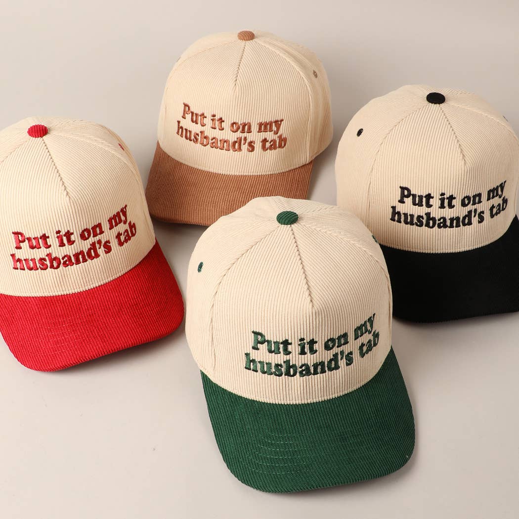 Put it on my husband's tab Two-Tone Corduroy Cap: Beige / ONE SIZE