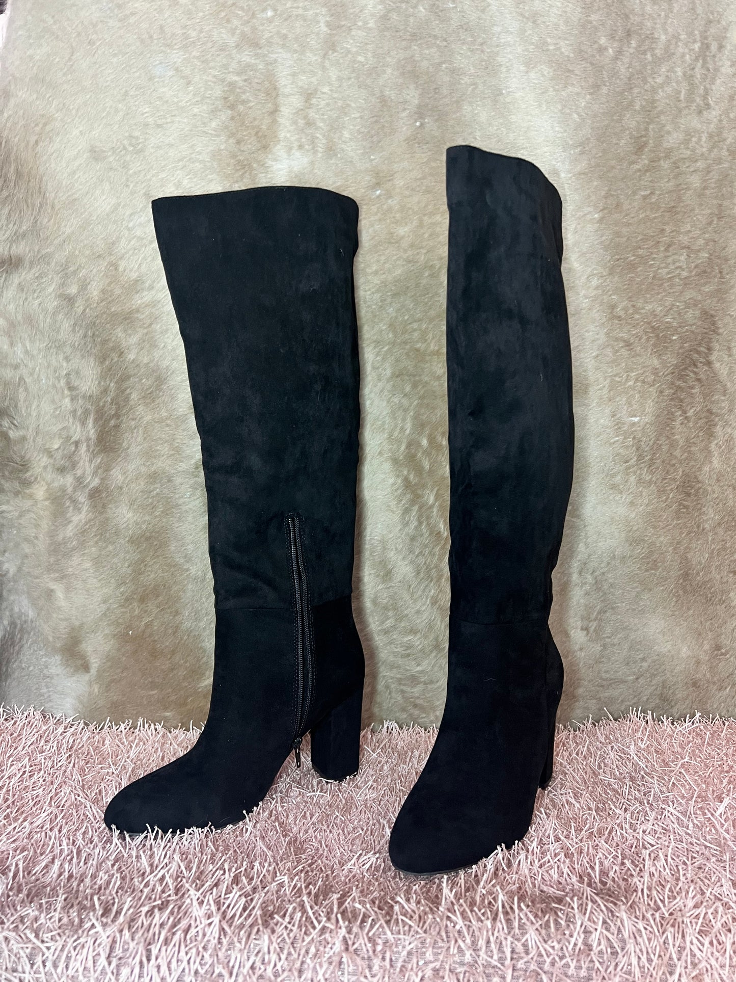 Suede Knee-High Boots