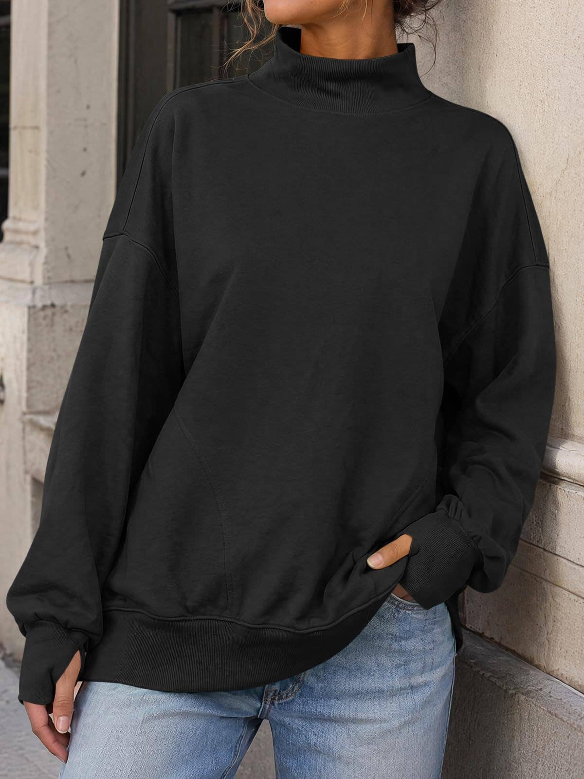 Mock Neck Oversized Sweatshirt