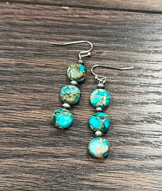 724698, Handmade Round Gemstone Earrings