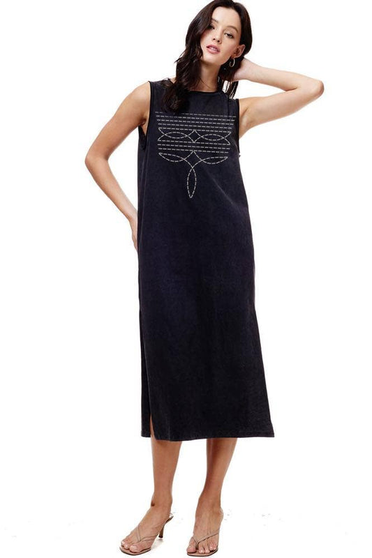 Cowboy Boots Toe Stitch Graphic Muscle Tank Dress