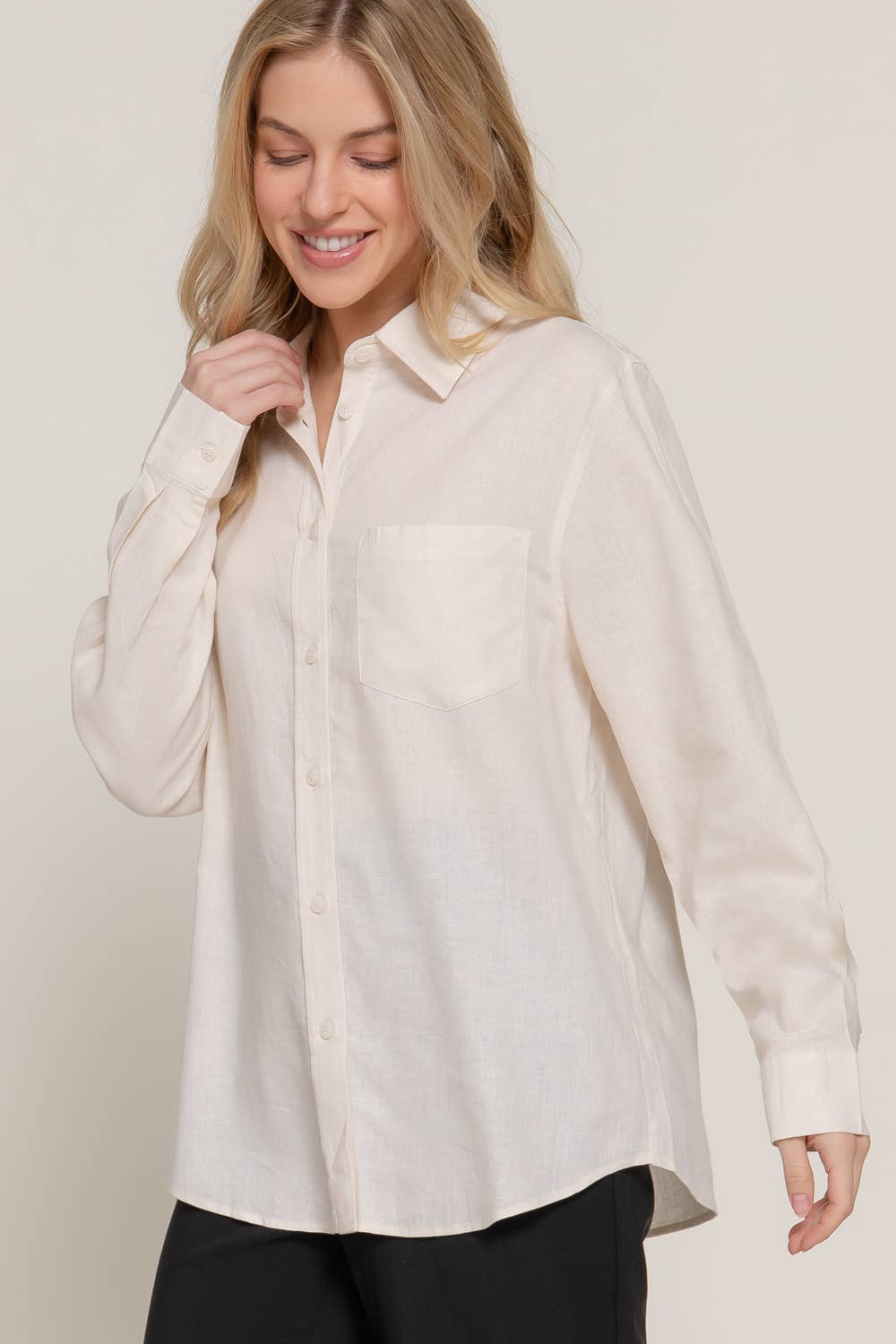 Linen Blend Long Sleeve