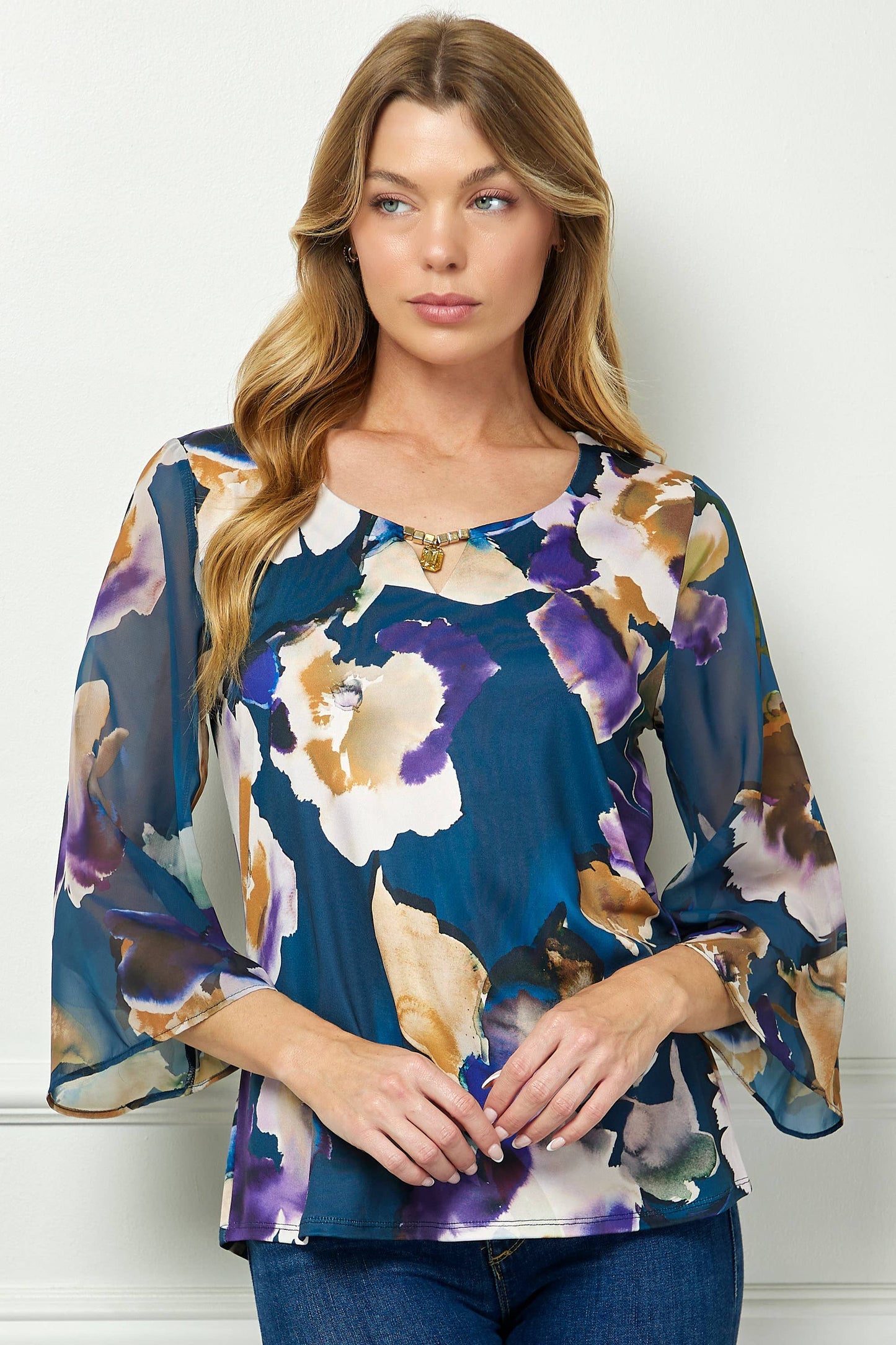 VINTAGE KEYHOLE NECKLINE BLOUSE