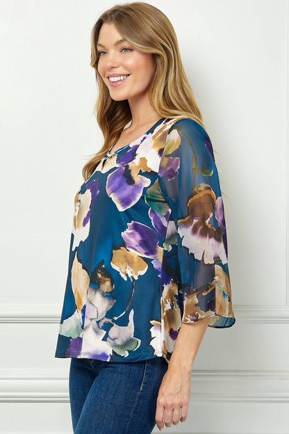 VINTAGE KEYHOLE NECKLINE BLOUSE