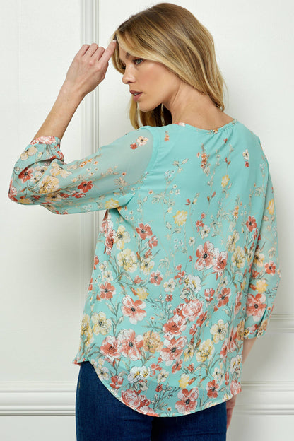 SEAFOAM FLORAL TOP