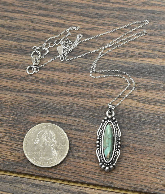 732593, Sterling Silver Chain, Turquoise Necklace