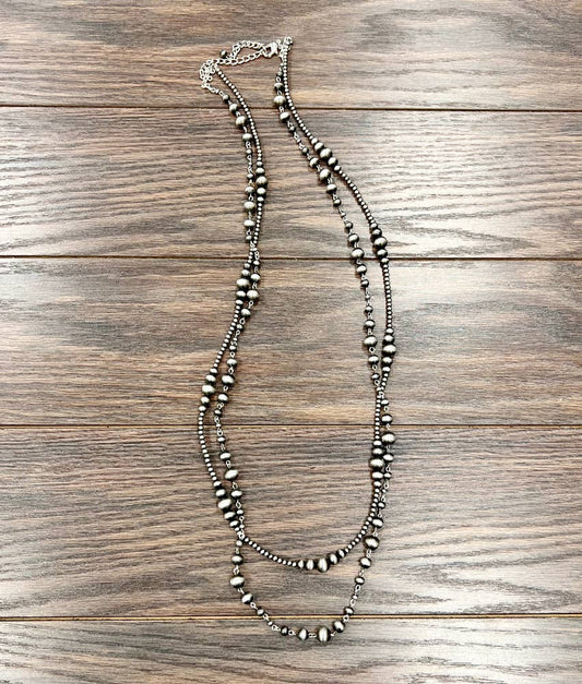 735576, 40-inch 2-strand Navajo Bead Necklace