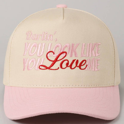 You Look Like You Love Me Embroidery Trucker Hat: Denim / ONE SIZE