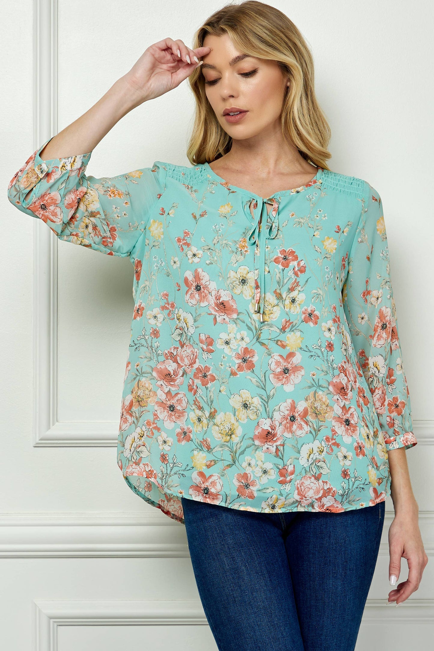 SEAFOAM FLORAL TOP