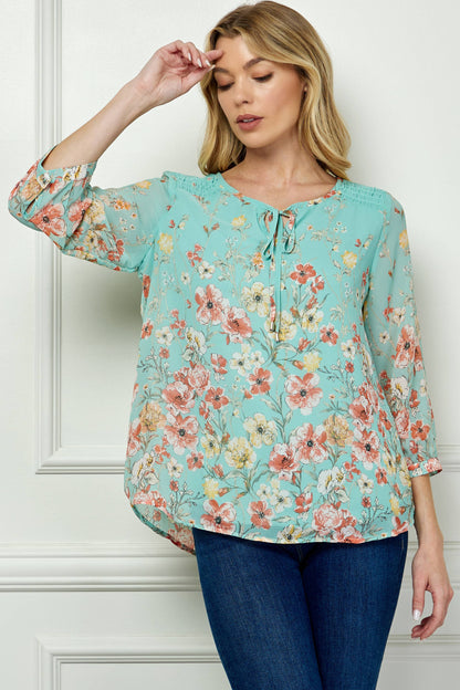 SEAFOAM FLORAL TOP