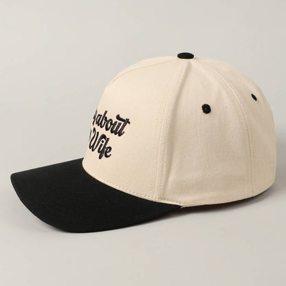Sorry About My Wife / Husband Embroidery Two-Tone Canvas Cap: 1990-BLACK-WIFE / ONE SIZE