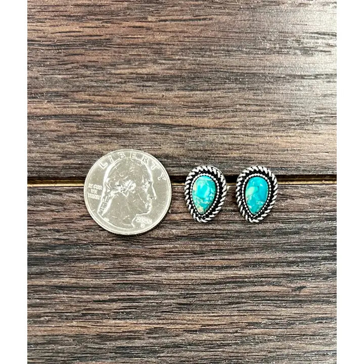 Tear Drop Turquoise Stud Earrings