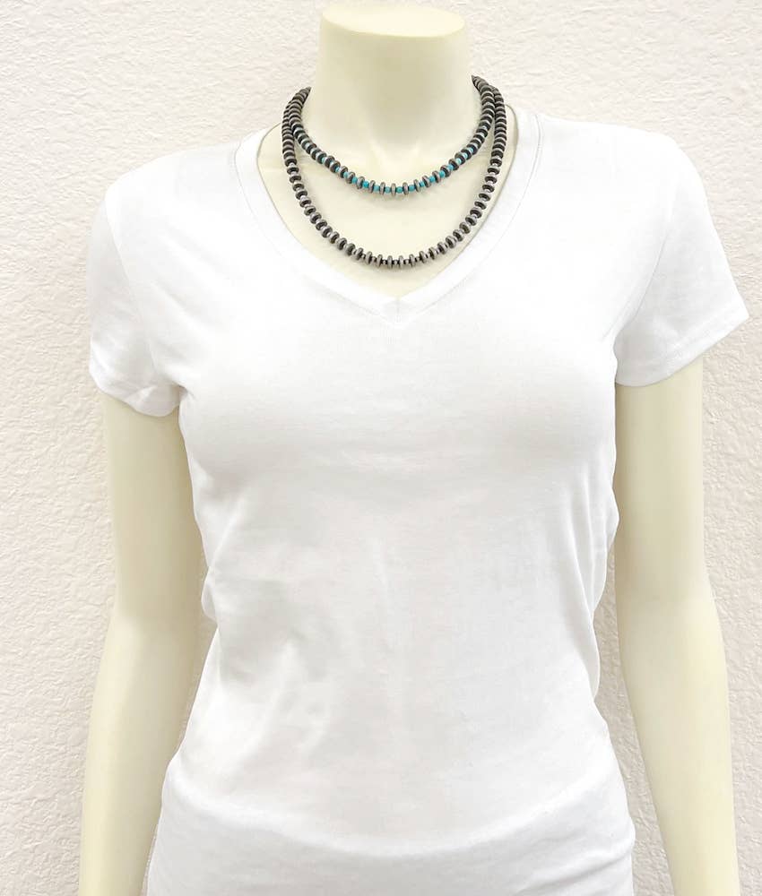 739511, Handmade 20" Rondelel Navajo Bead Necklace