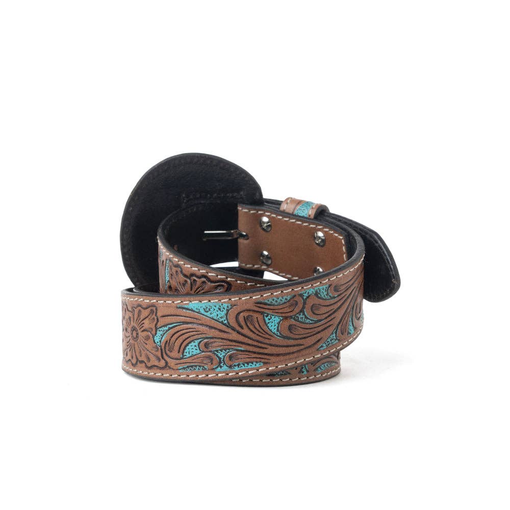 Western Leather Belt in Bronco Sky