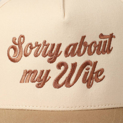 Sorry About My Wife / Husband Embroidery Two-Tone Canvas Cap: 1990-BLACK-WIFE / ONE SIZE