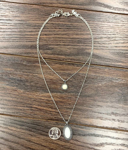 2-strand White Turquoise Necklace