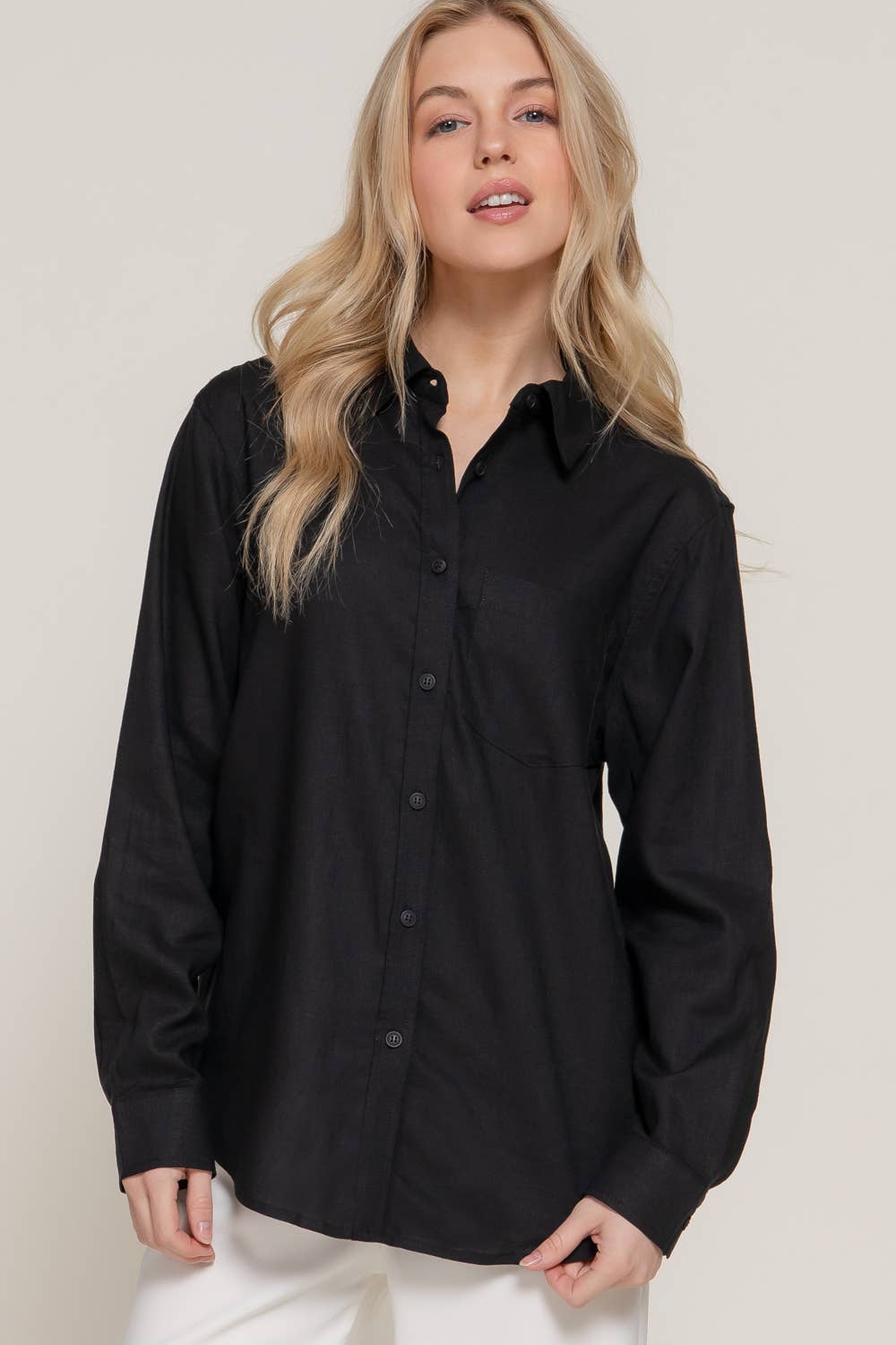 Linen Blend Long Sleeve