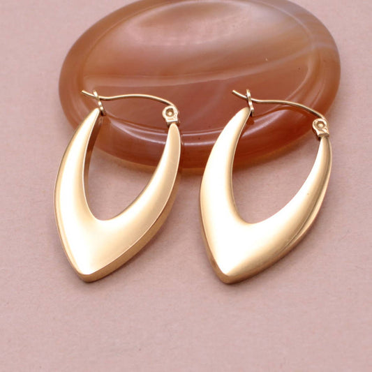 Classic Gold Pointed Flat Hoop Earrings