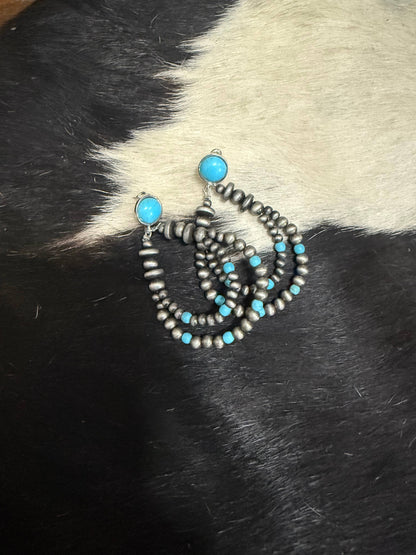 Navajo Bead Dangle Earrings with Turqoise Accent
