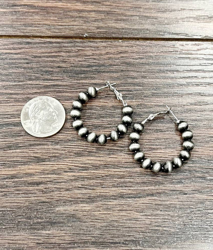 724502, Navajo Bead Hoop Earrings