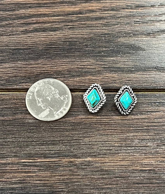 Diamond Turquoise Stud Earrings