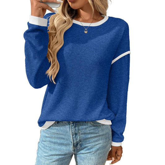 Colorblock Crewneck Knit Pullover Top