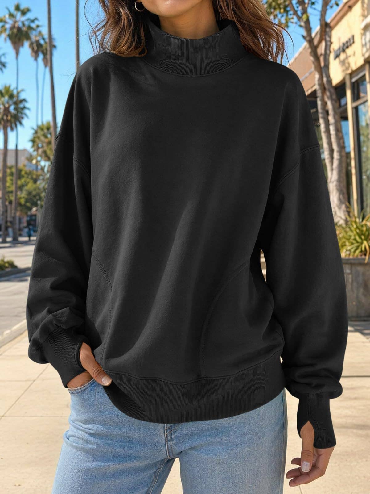 Mock Neck Oversized Sweatshirt