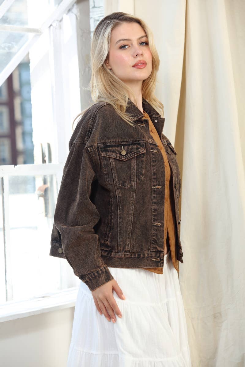 Vintage Oversized Denim Washed Trucker Jacket