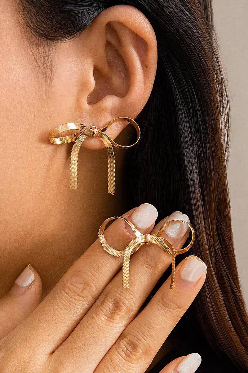 Stud 18K Plated Bow Earrings (Two Colors)
