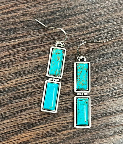Double Bar Turquoise Earrings