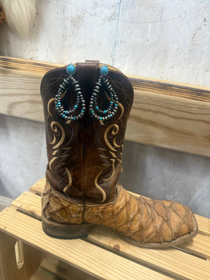 Navajo Bead Dangle Earrings with Turqoise Accent