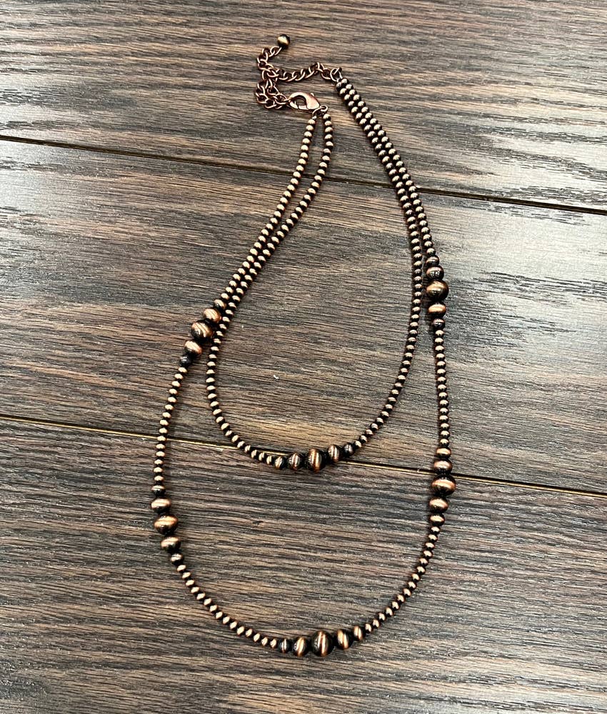 Handmade 22" Copper Navajo Bead Necklace