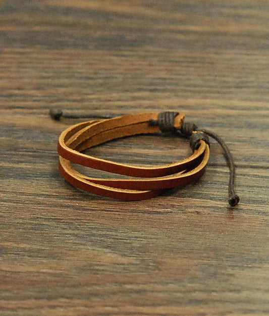 3-Strand Leather Adjustable Bracelet