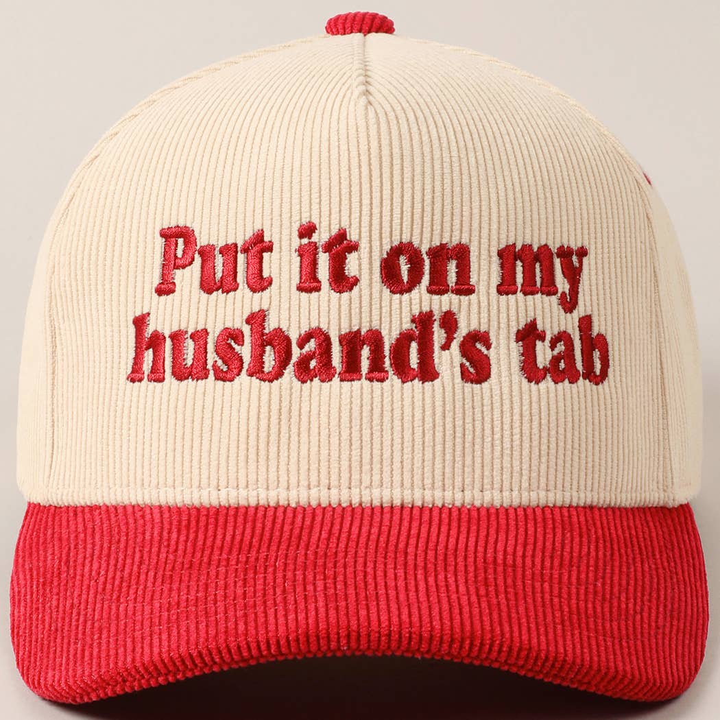 Put it on my husband's tab Two-Tone Corduroy Cap: Beige / ONE SIZE