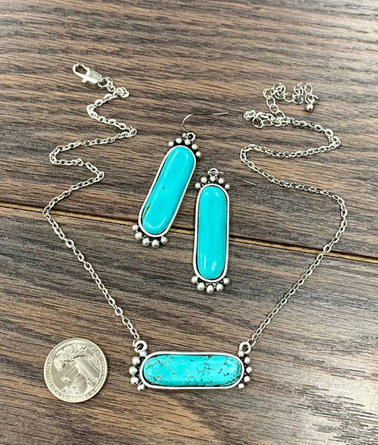 734049, 16-inch Turquoise Necklace Earrings Set