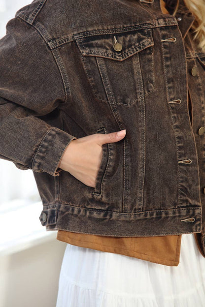 Vintage Oversized Denim Washed Trucker Jacket
