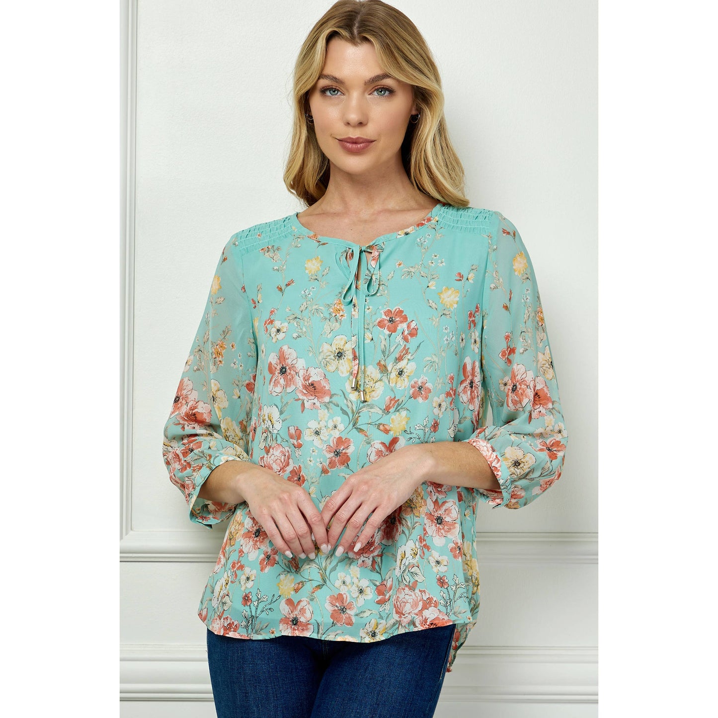 SEAFOAM FLORAL TOP