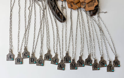 Initial Ear Tag Necklace