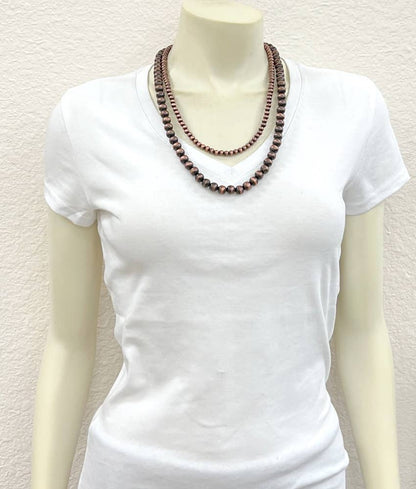 737054, Handmade 24" Copper Navajo Bead Necklace