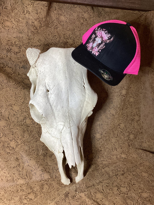 Black and Pink Hat with Horse Design