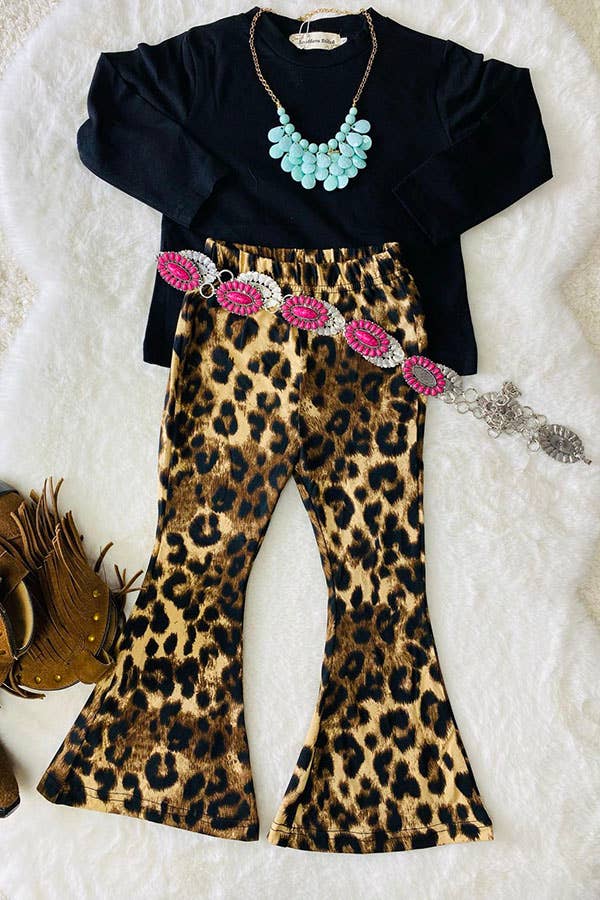 Black Top & Leopard Bells Kids Set