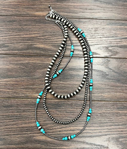 736362, Handmade Navajo Bead Turquoise Necklace