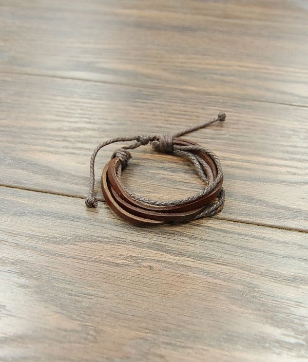 Twisted Leather Adjustable Bracelet