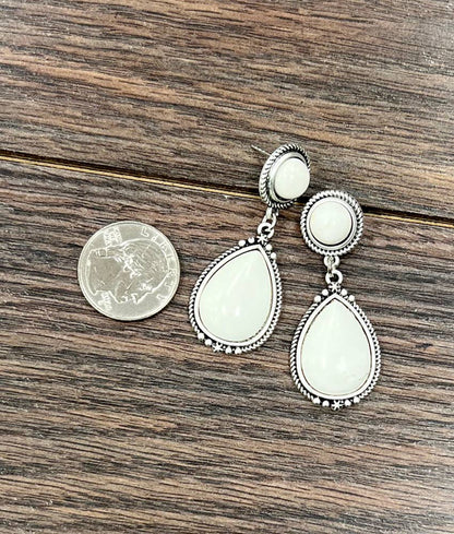 725815, Drop White Turquoise Post Earrings